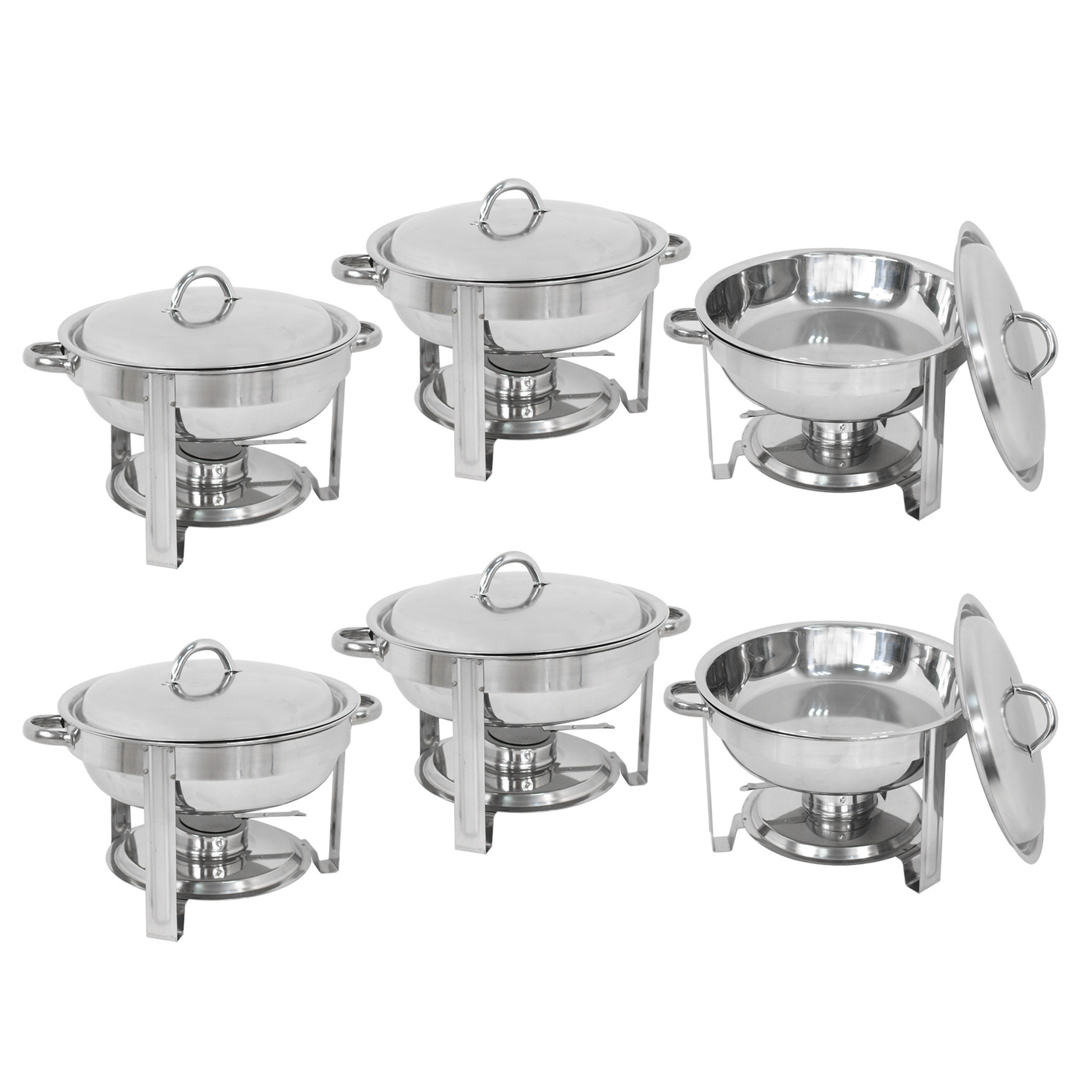 Buffet Chafer Warmer Set w/Lid 5 Quart,Stainless 6-Pack Round Chafing Dish Steel