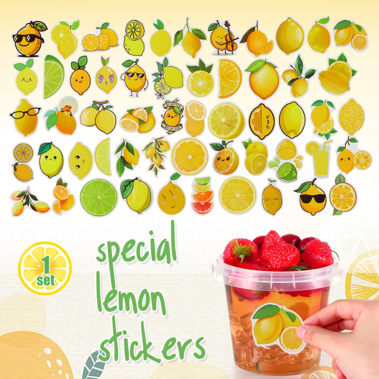 Funnymoom 50 Set Lemonade Buckets with Lids and Straws 24oz 24 oz, Yellow
