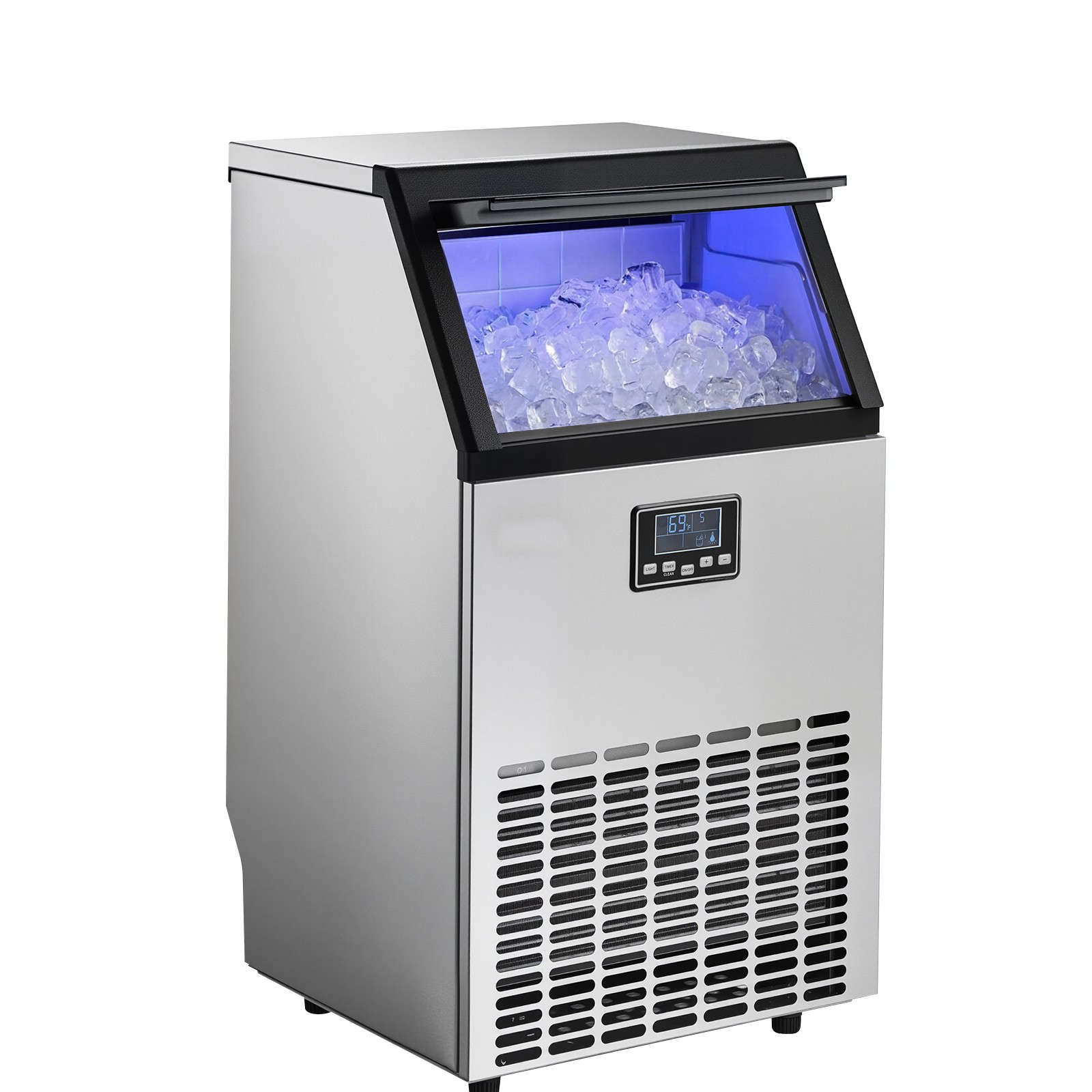 Uimoso 130lb/24H Commercial Ice Maker Crescent-shaped Ice Cube Machine Stainless