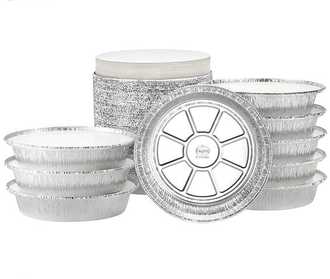 9″ Premium Disposable Round Aluminum Foil Pans With Board lids Baking Storage