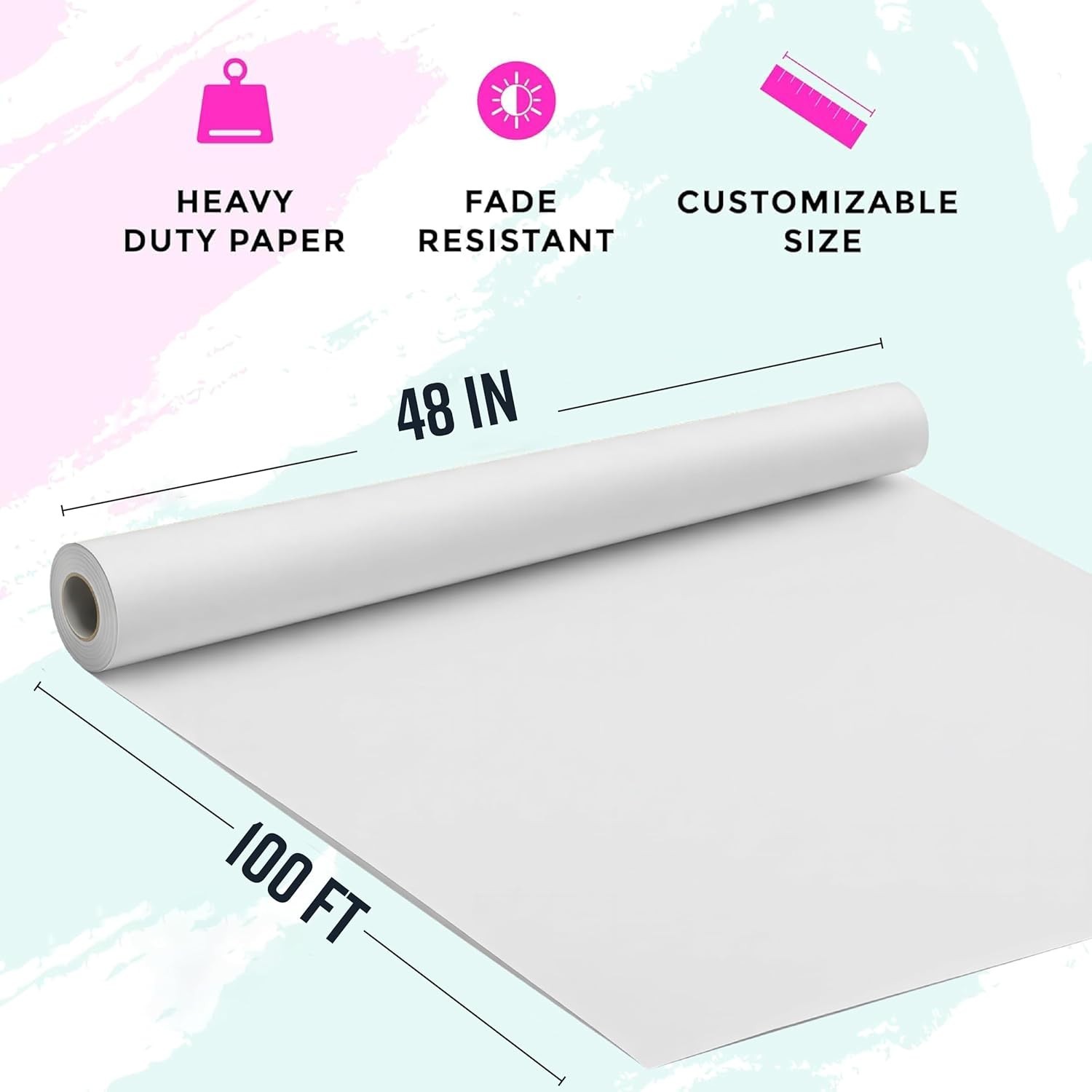 48″ x 1200″ 100′ White Kraft Paper Roll – – Craft Paper for Bulletin Board A…