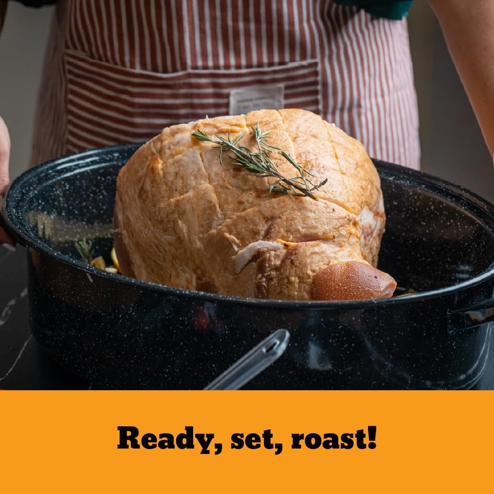 Granite Ware 19 inch oval roaster B- 19 Inch Roaster w/ Lid & Rack, Black