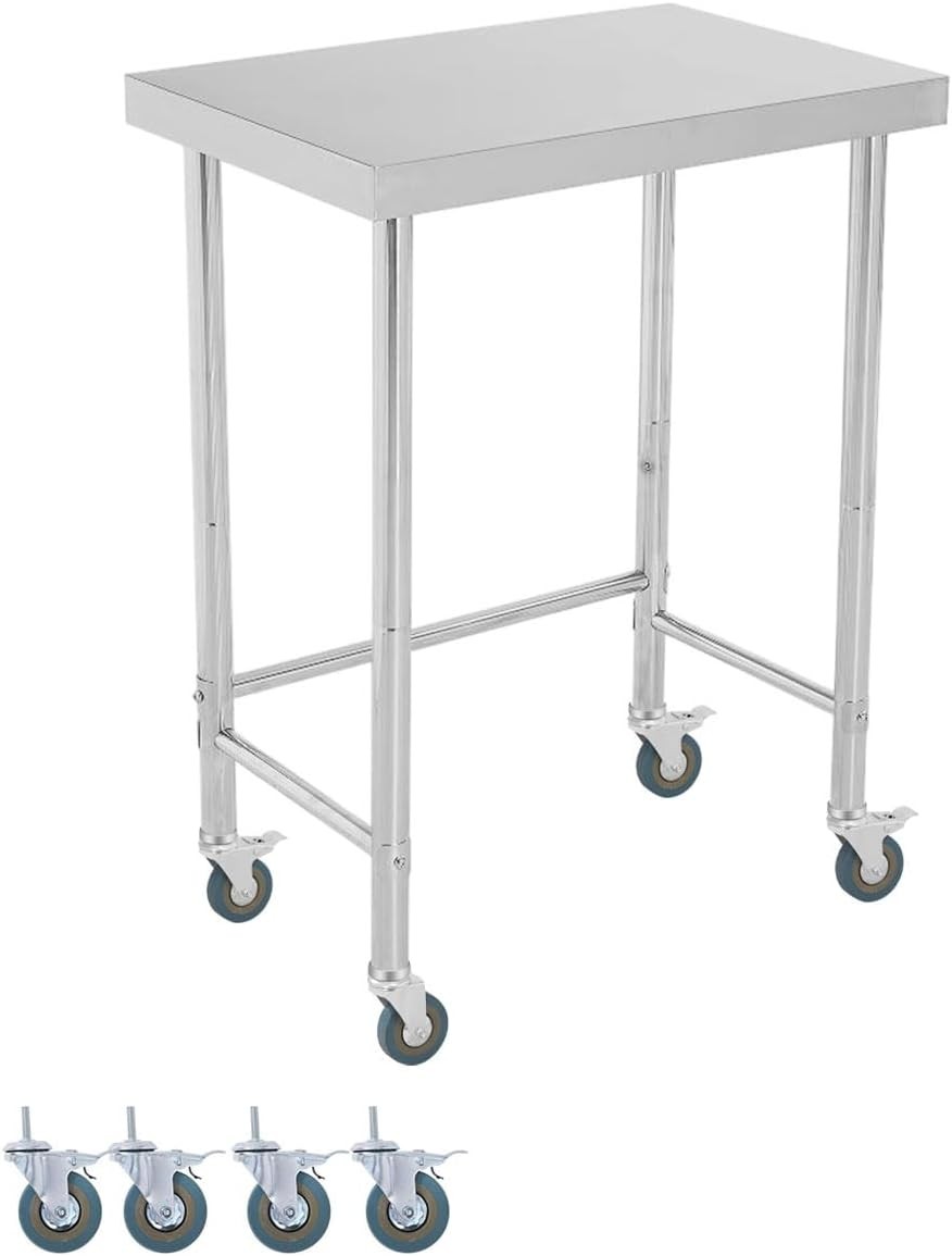 Stainless Steel Table Commercial Prep Work Table Mobile Utility Workbench