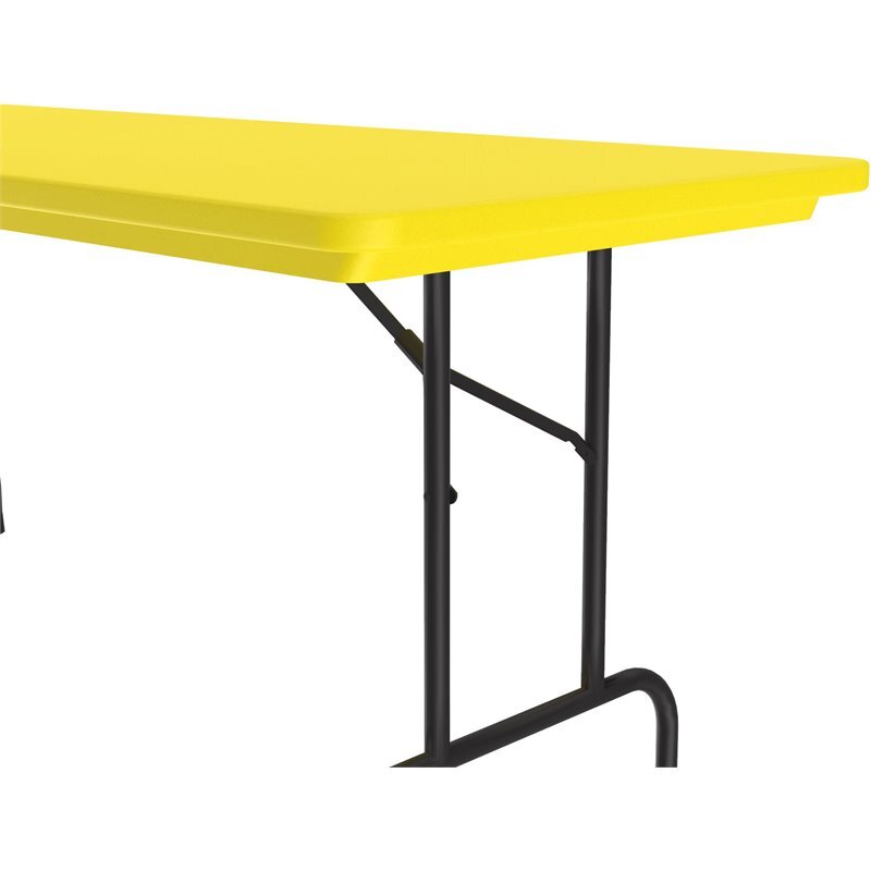 Pemberly Row 30″W x 60″D Heavy Duty Plastic Blow-Molded Folding Table in Yellow