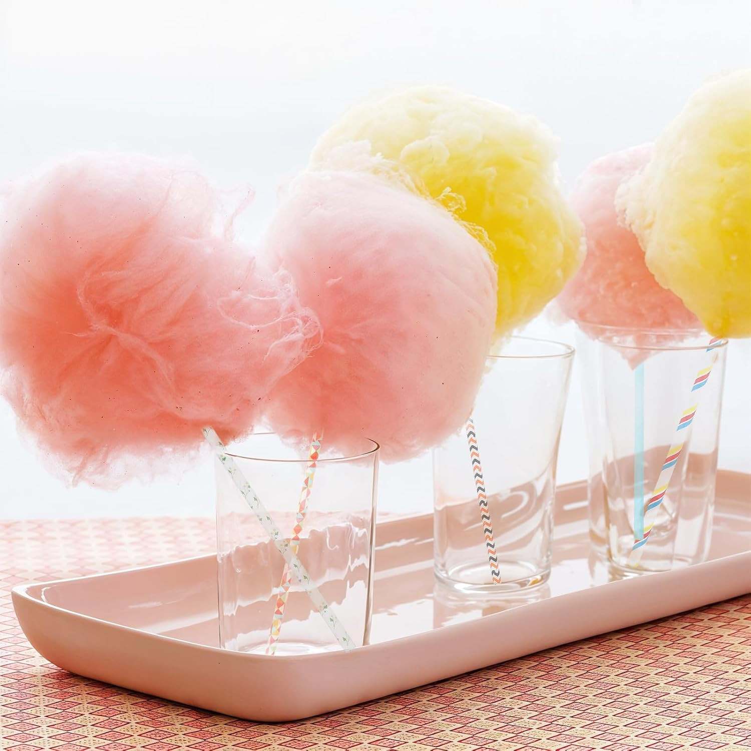 50 PCS Cotton Candy Cones 13.77 Inch Cotton Candy Sticks Random Colorful Cotton