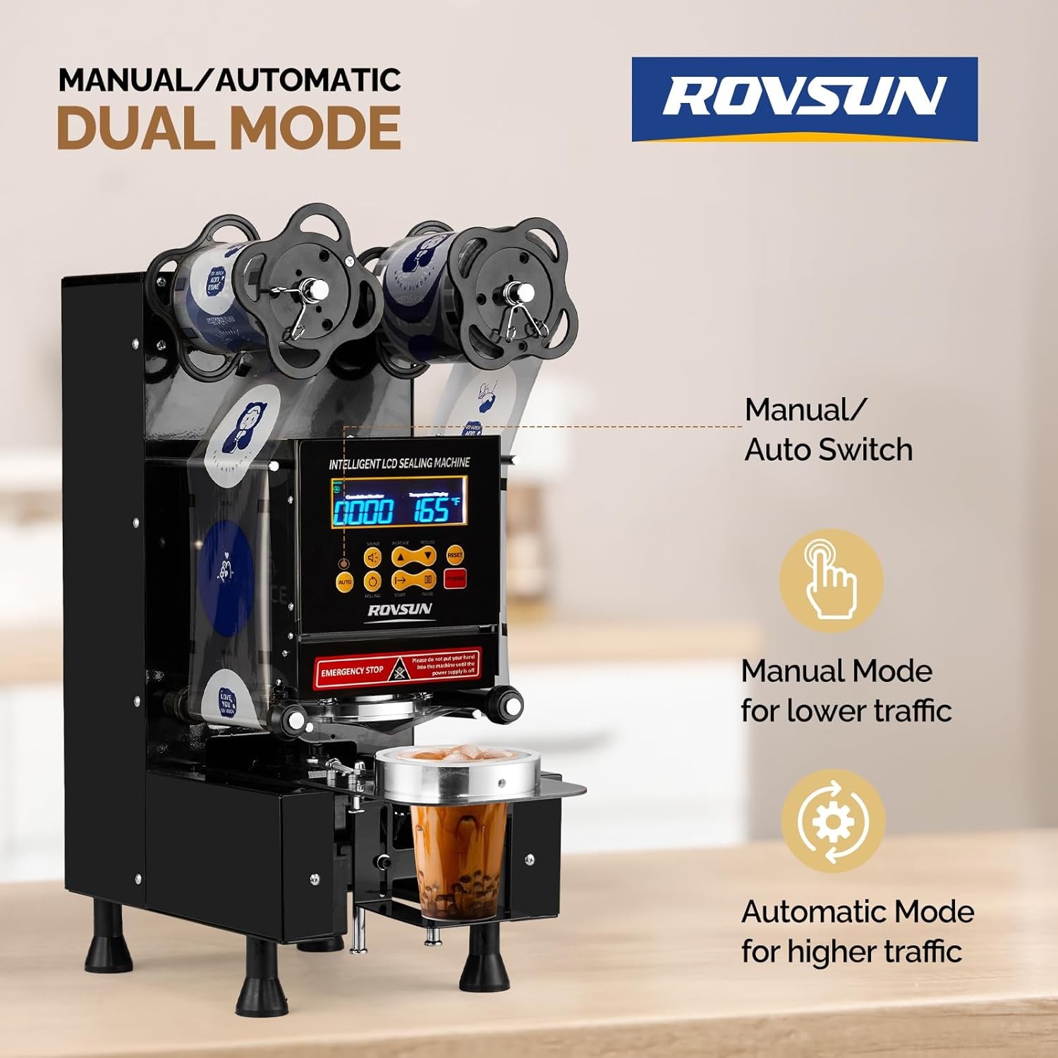 Automatic Cup Sealer Sealing Machine 550-650 Cup/hr Boba Coffee Bubble Tea