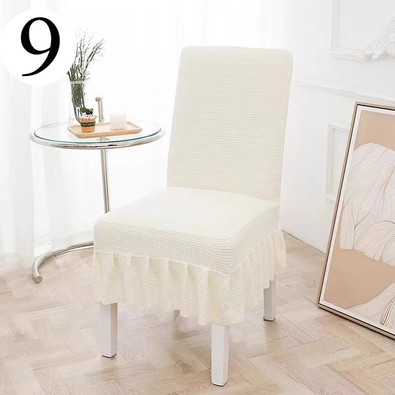 4pcs Universal Elastic Chair Cover One-Piece Chair Seatback Cover Pleated Trim