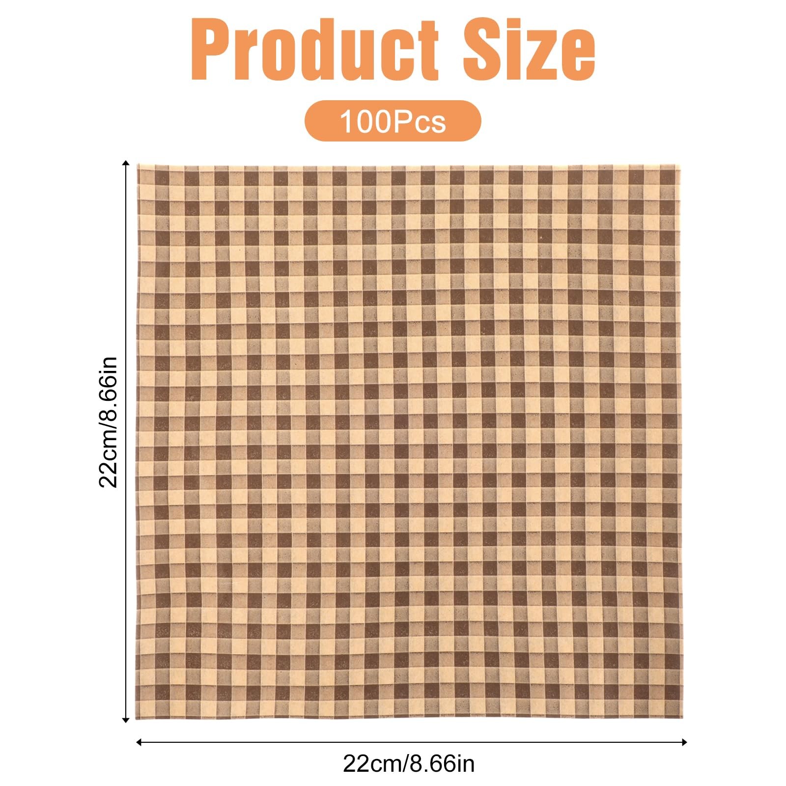 100 Pcs Wax Paper Sheets for Food Basket Liners one size, Brown, khaki