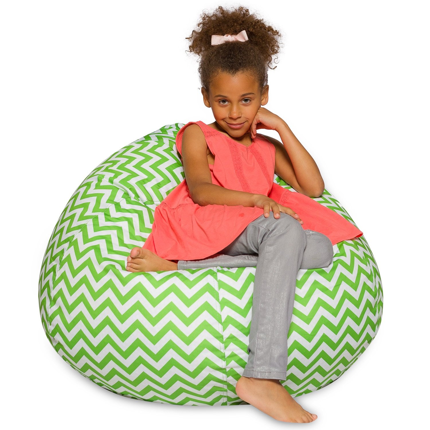 Posh Creations Posh Beanbags Bean Bag Chair Large-38In Pattern Chevron Green