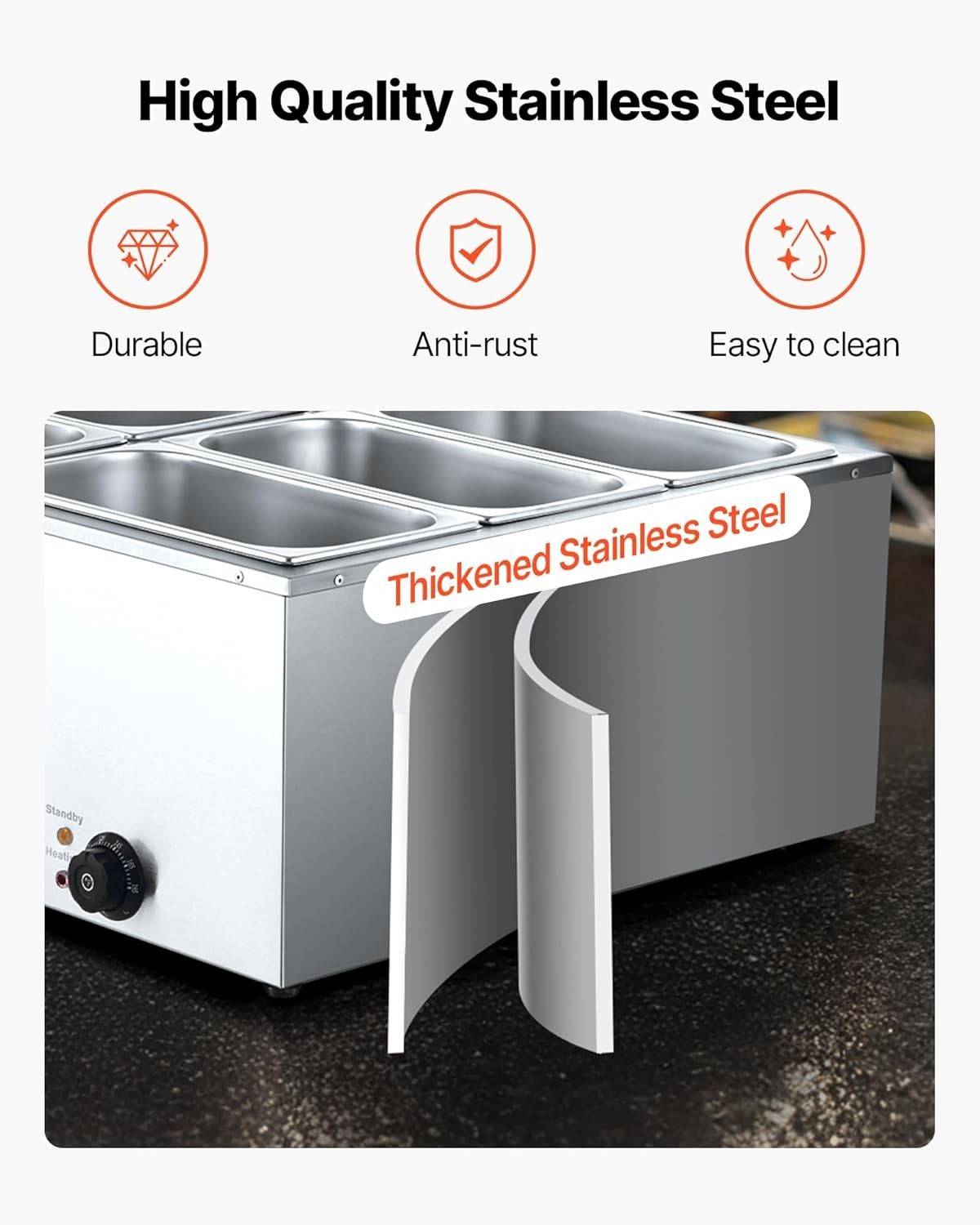 Commercial Food Warmer, 1500W Electric Stainless Steel Steam Food Warmer with…