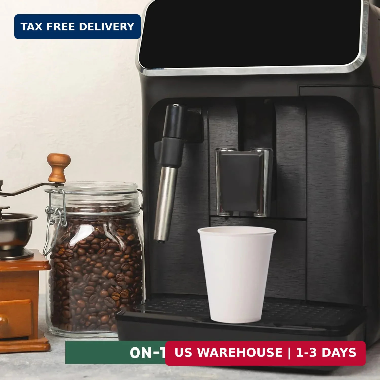 Freshware Coffee Cups 16 oz [100 Pack] Disposable Paper Cups for Hot or Iced Cof