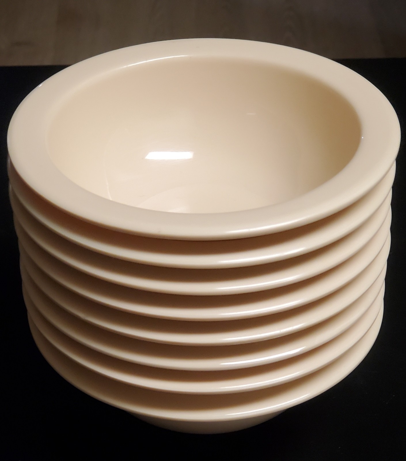 Thunder Group Nustone NS305T Tan Melamine Grapefruit / Fruit Bowls -Set of 8