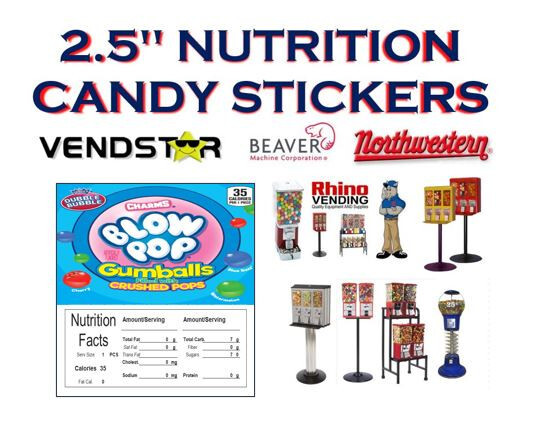 2.5 x 2.5 Bulk Vending Label Candy Machine Sticker Gumball BLOWPOP GUMBALLS