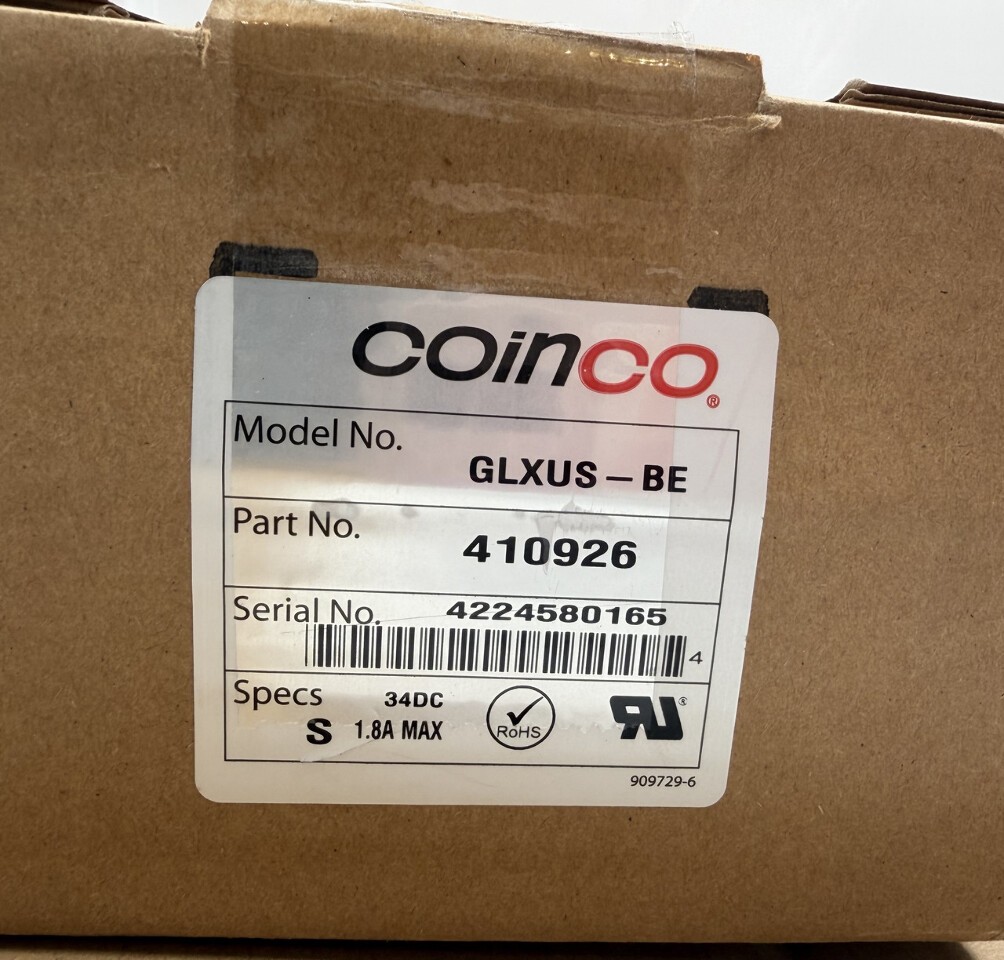 COINCO GLXUS-BE GUARDIAN GLX 6 TUBE COIN CHANGER MECH ACCEPTOR 24V MDB
