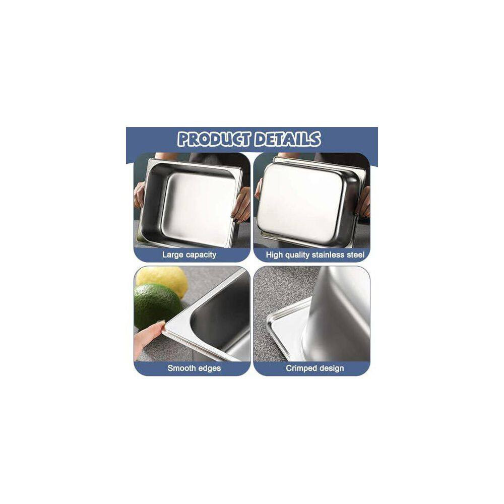 Half Size Steam Table Pan Series 4 Qt. Silver Stainless Steel Food Pan for Buffe