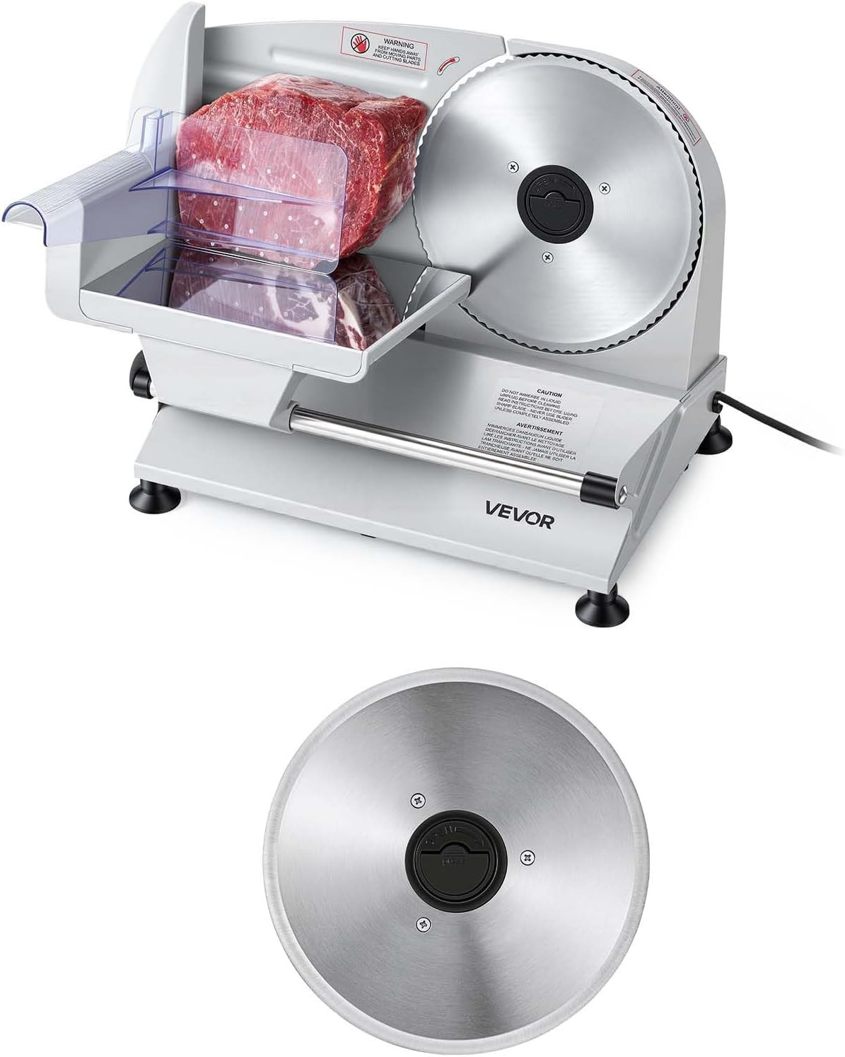 7.5″ Electric Meat Slicer 200W w/ 2 Blades Adjustable Thickness UL Approved