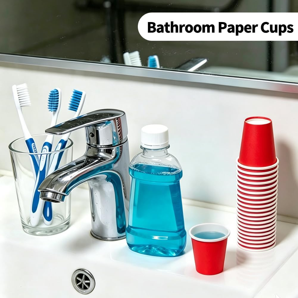 3 Oz Disposable Paper Cups, 50 Pack Bathroom Cups, 88Ml Small Paper Cups, Paper