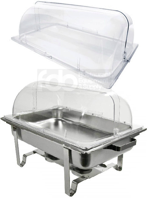 2 PACK Full Size Roll Top Chafing Dish Clear Plastic Pan Display Cover Chafer