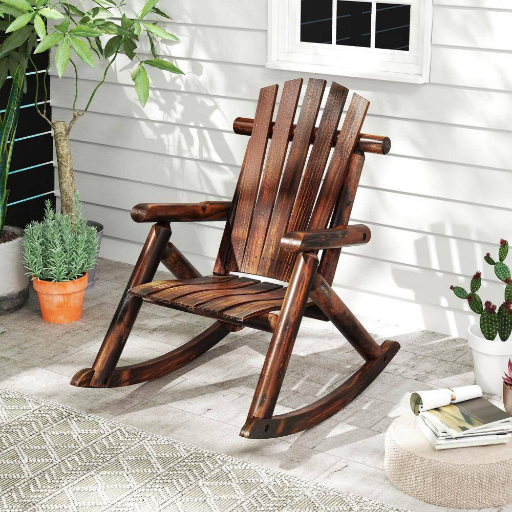 Solid Wood Outdoor Rocking Chair for Adults Adirondack Porch Rocker Patio Chair