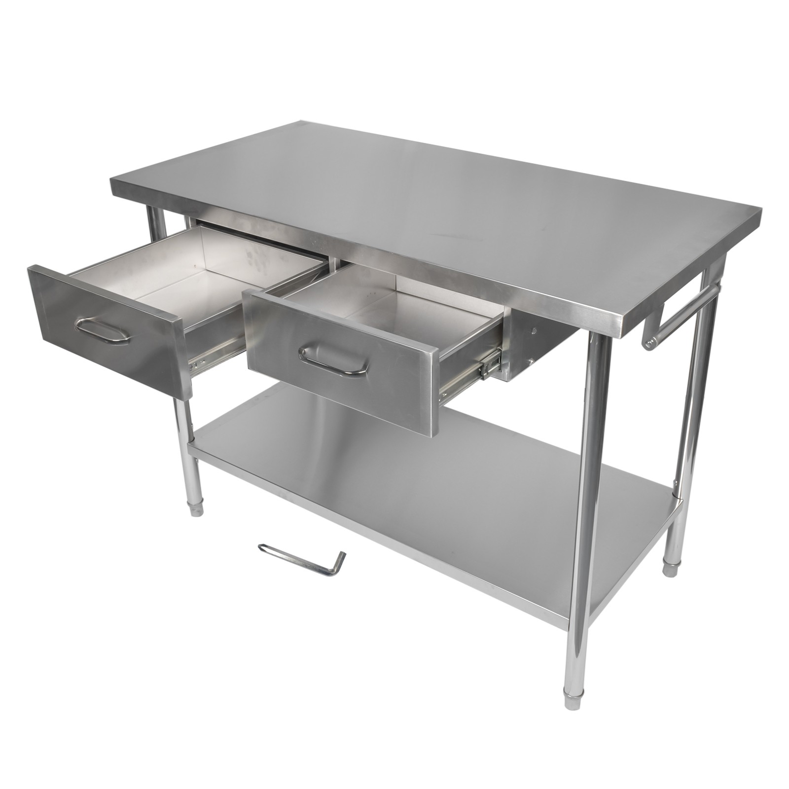 Kitchen Work Table Stainless Steel Restaurant Food Prep Table w/ Shelf & Drawer