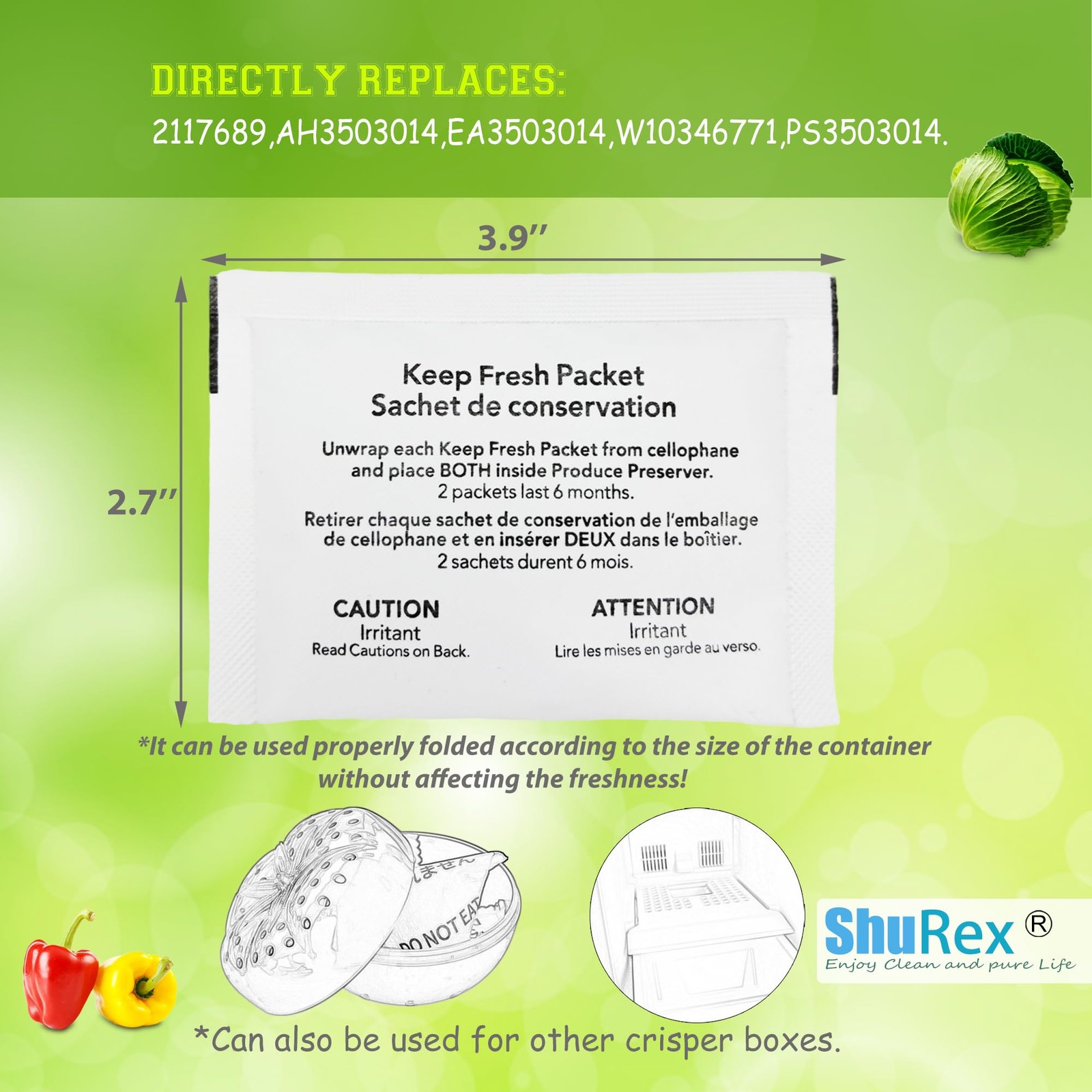6 Packets W10346771A Refrigerator Produce Preserver Refills; Saver…