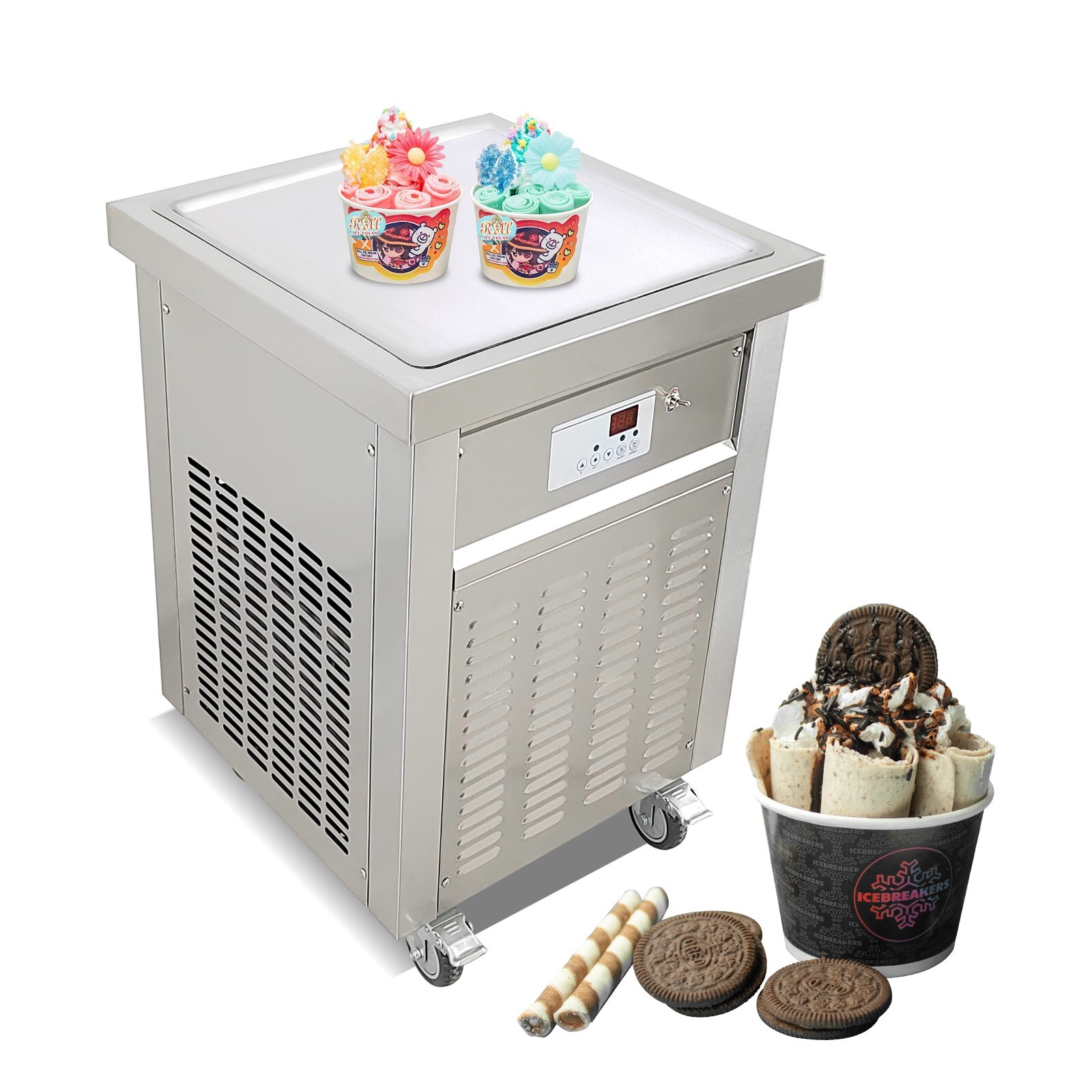 Kolice Commercial ETL 21″X21» Single Square Pan Fry ice Cream roll Machine