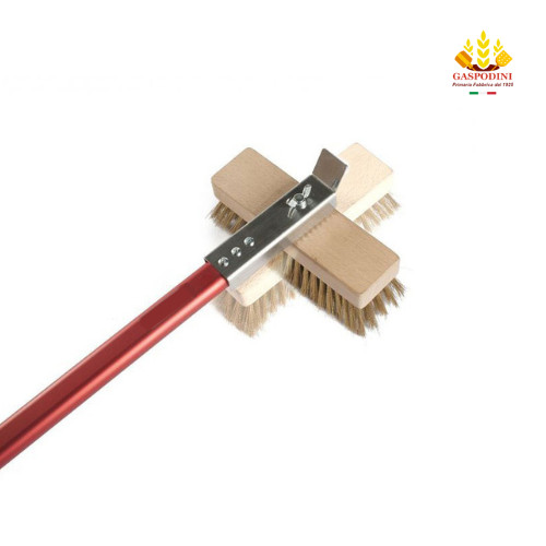 Swivel brush for professional oven with scraper and handle 120cm