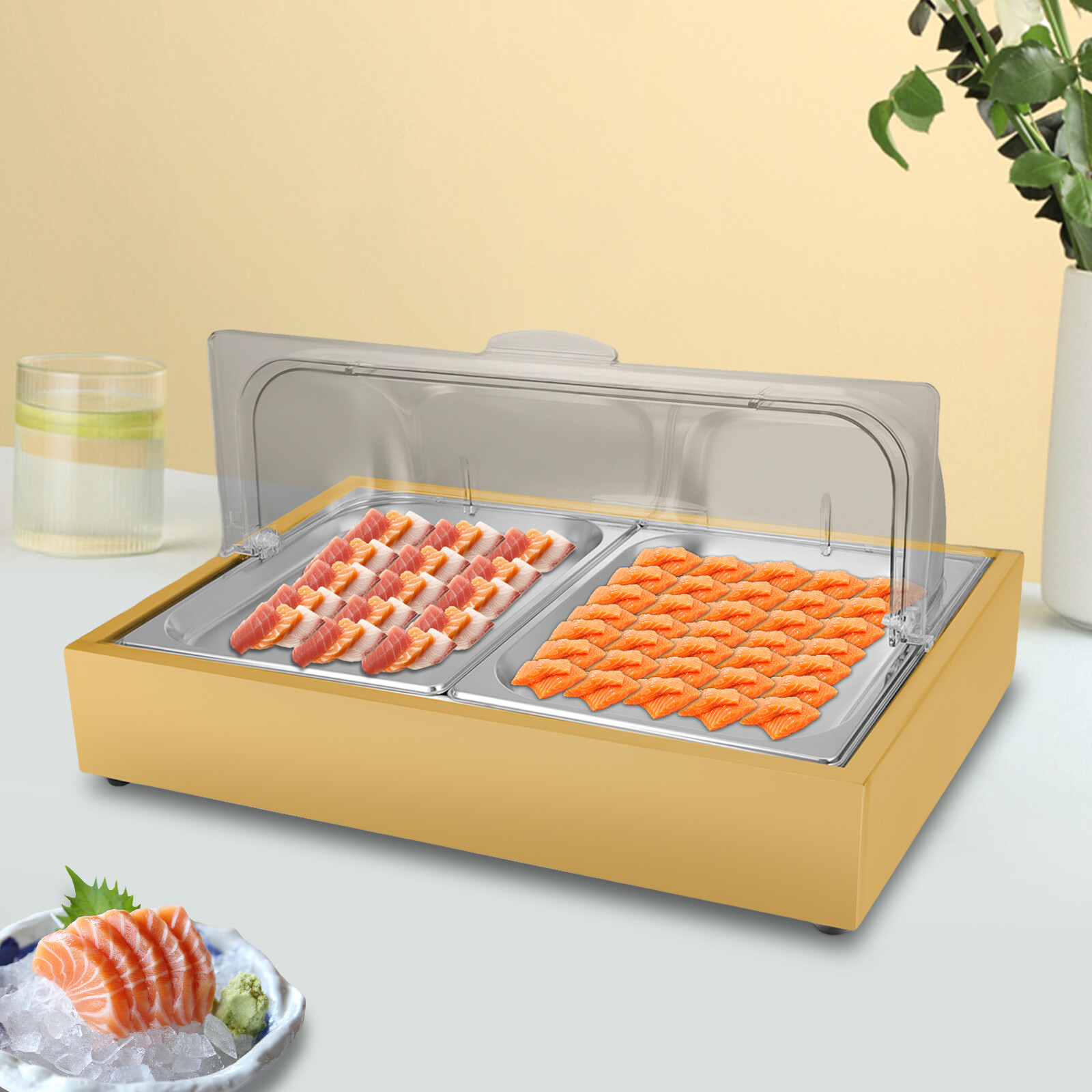 Dual Tray Buffet Food Serving Tray Modern Rectangular Tabletop Food Display Tray