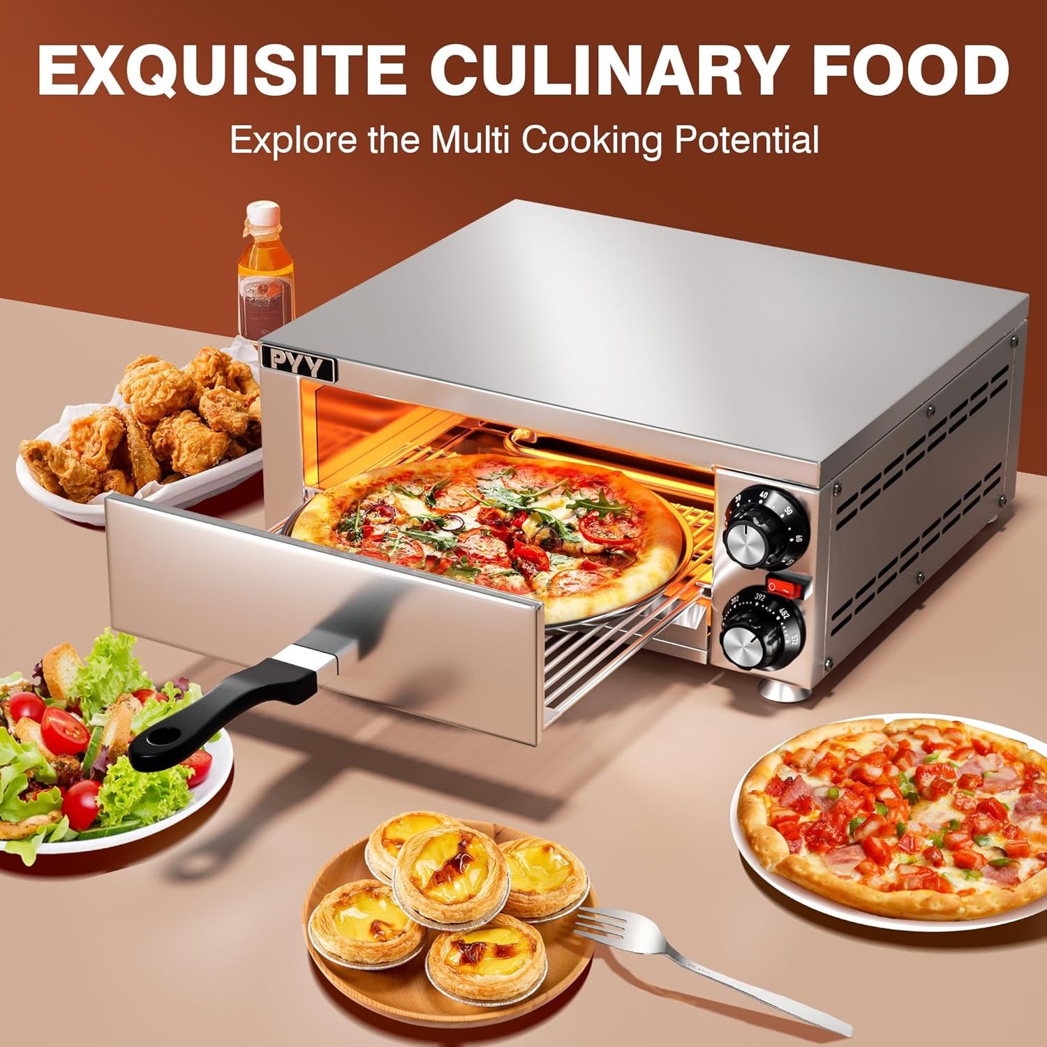 PYY Pizza Oven Indoor Electric Countertop Commercial Stainless