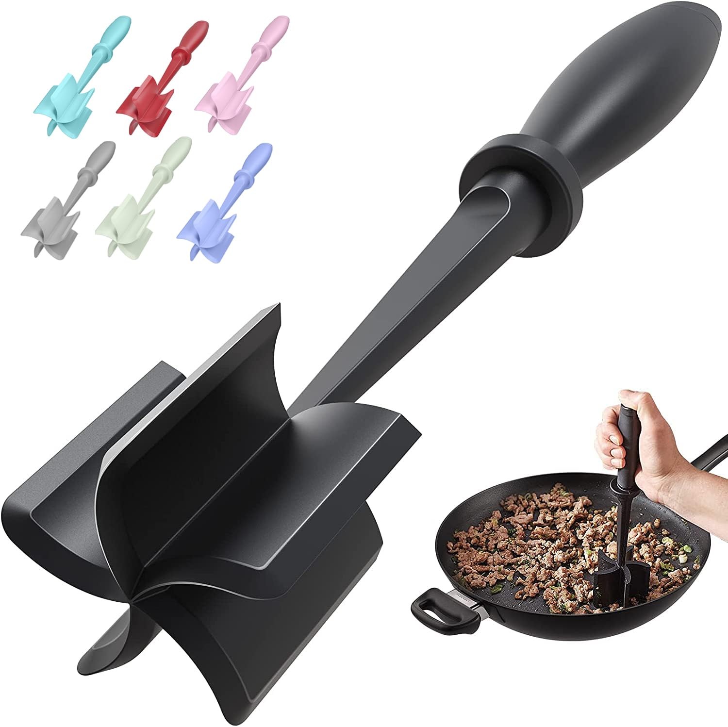Meat Chopper, Hamburger Grinder, Premium Heat Resistant Smasher 1 Pack, Black