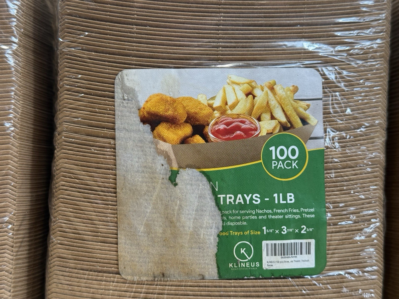 3 x 100 pcs, 1lb Heavy Duty Disposable Brown Kraft Food Trays Hot Cold Basket