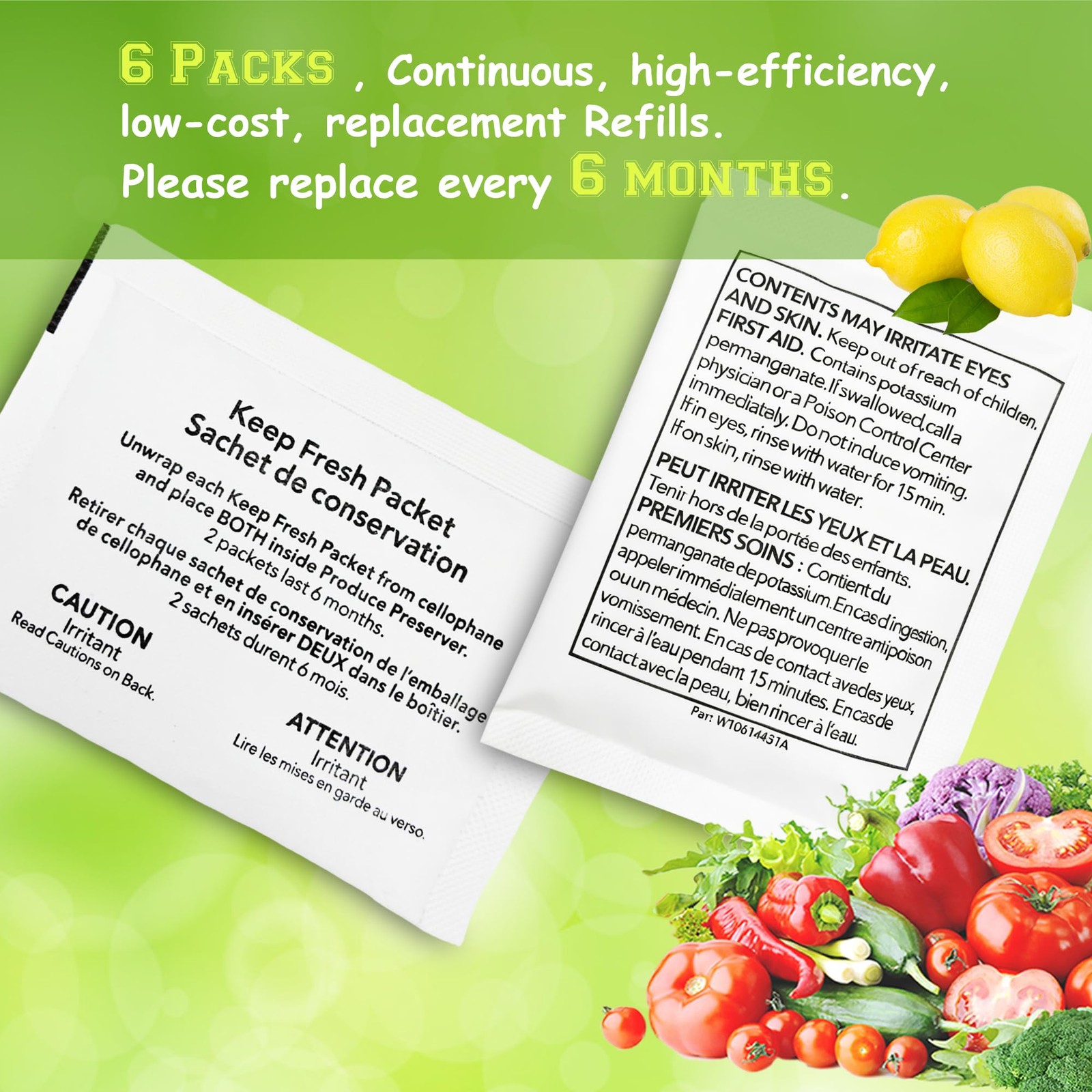 6 Packets W10346771A Refrigerator Produce Preserver Refills; Saver…