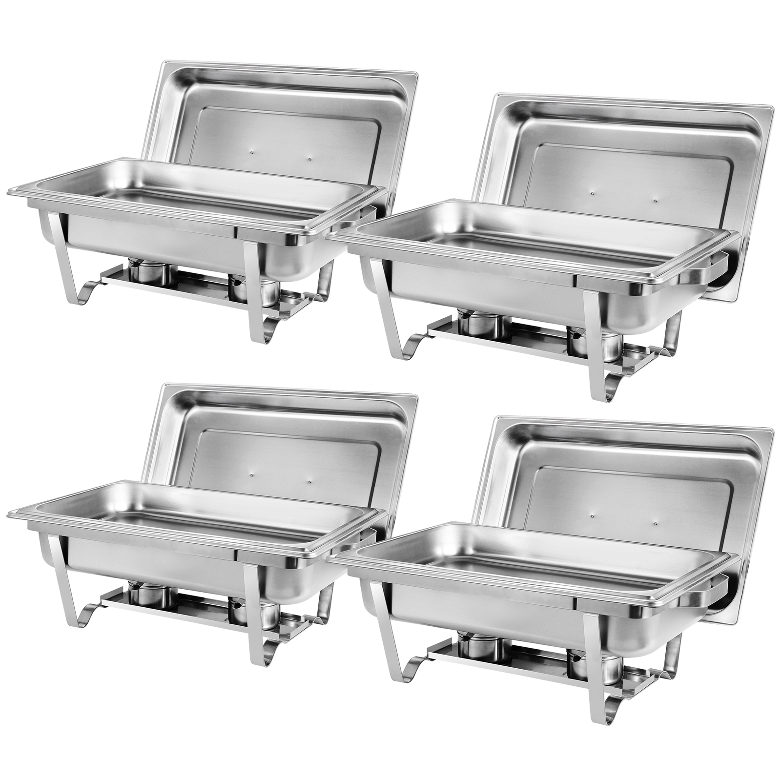 Chafing Dish Buffet Set 4 Pack 8Qt Stainless Steel Chafer w/Fuel Holder Sliver