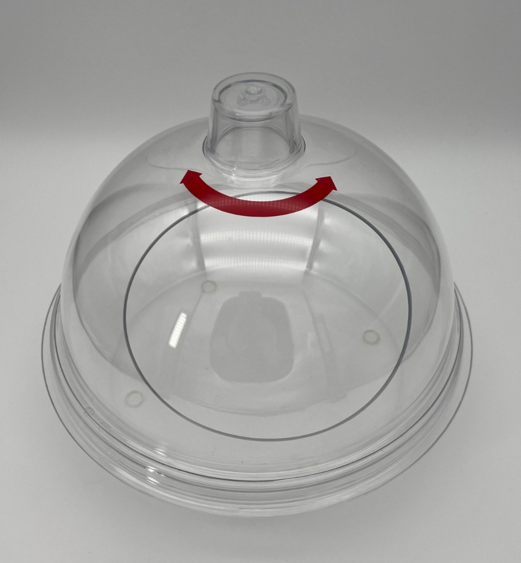 Clear Round Acrylic Turn-N-Serve Sample Dome Set – 10″D x 7″H