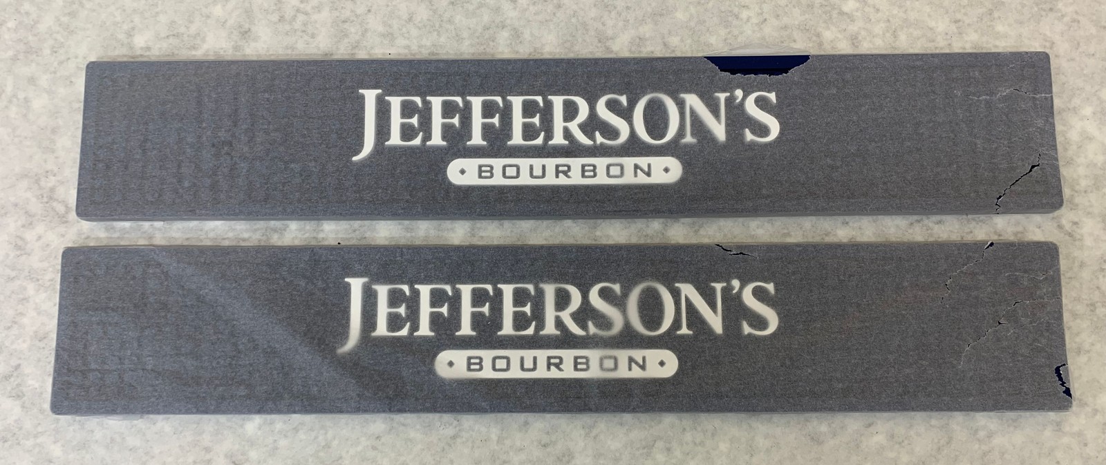 (Lot of 2) Jefferson’s Bourbon White/Blue Bar Rail Drip Mat