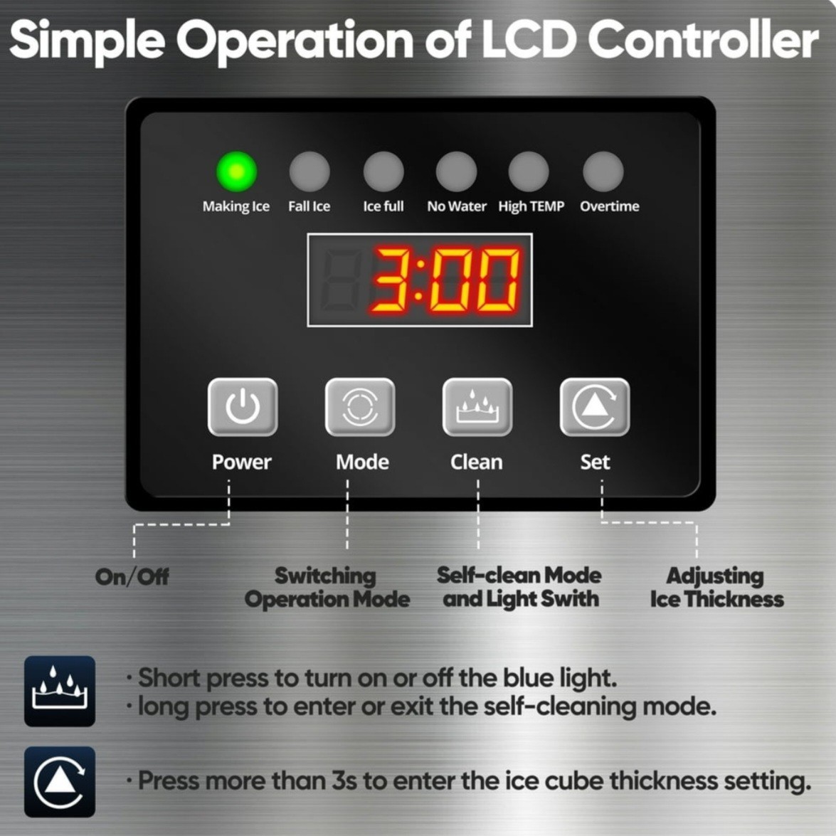 100lb/24H Commercial Ice Maker Under Counter Ice Machine w/ 34lb Ice Bin