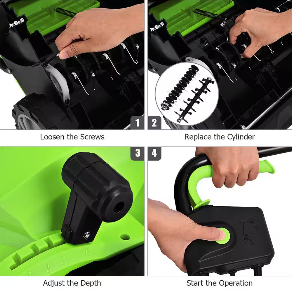 13 In. 12 Amp Corded Scarifier Electric Lawn Dethatcher W/40L Collection Bag Gre