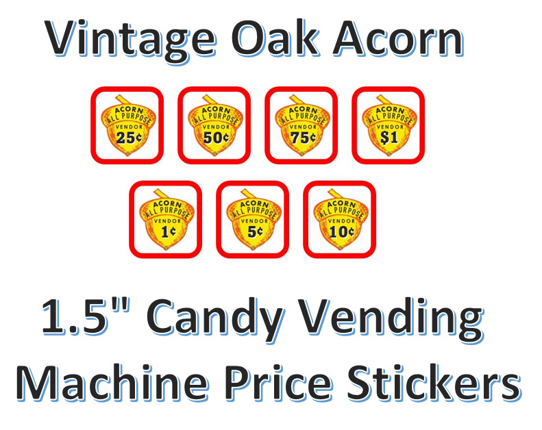 Candy Vending Machine Labels Acorn Price Stickers (4 pack)