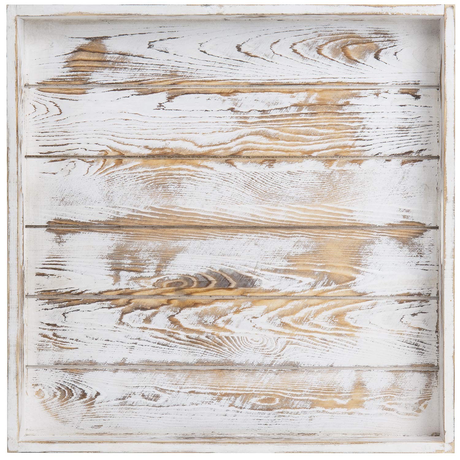 MyGift Whitewashed Wood Large Serving Tray 18.9″ x x 2″,