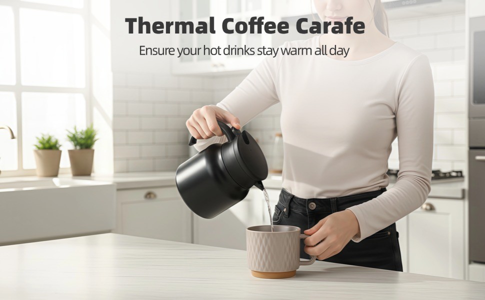 2 Pcs Thermal Coffee Carafe, 27 OZ Stainless Steel Insulated Tea Pots, Small