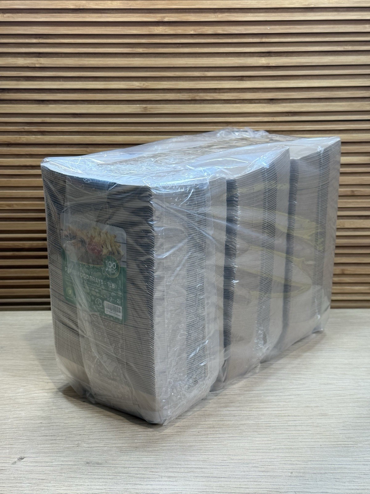 3 x 100 pcs, 1lb Heavy Duty Disposable Brown Kraft Food Trays Hot Cold Basket