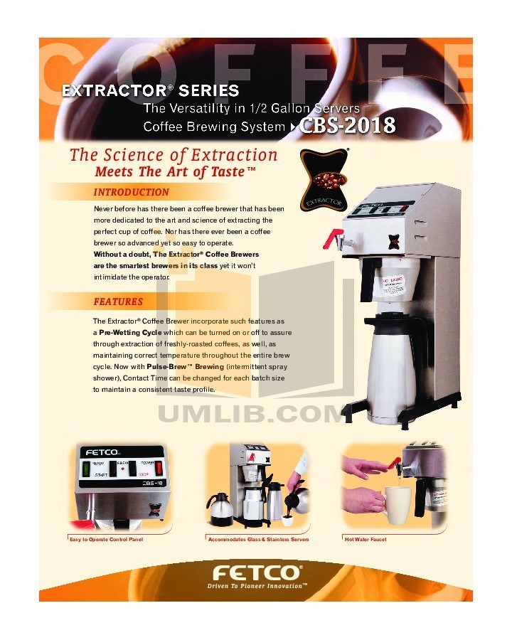 Fetco Millenia CBS-2018 Airpot Commercial Coffee Brewer W/ Hot Water Faucet