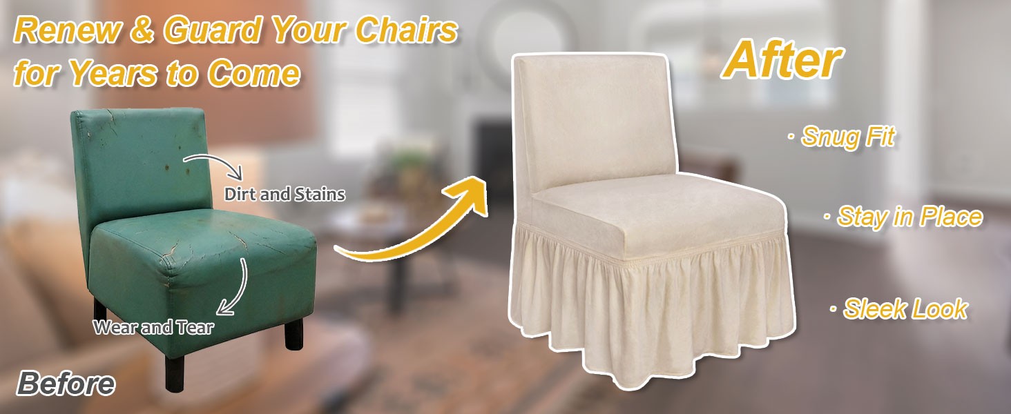 Beige Spandex Armless Accent Chair Cover with Skirt Stretch Super Soft Modern