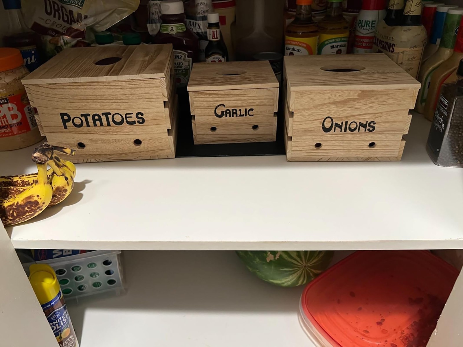 Frcctre 3 Pack Vegetable Storage Bins Farmhouse Potato Onion Garlic Kitchen