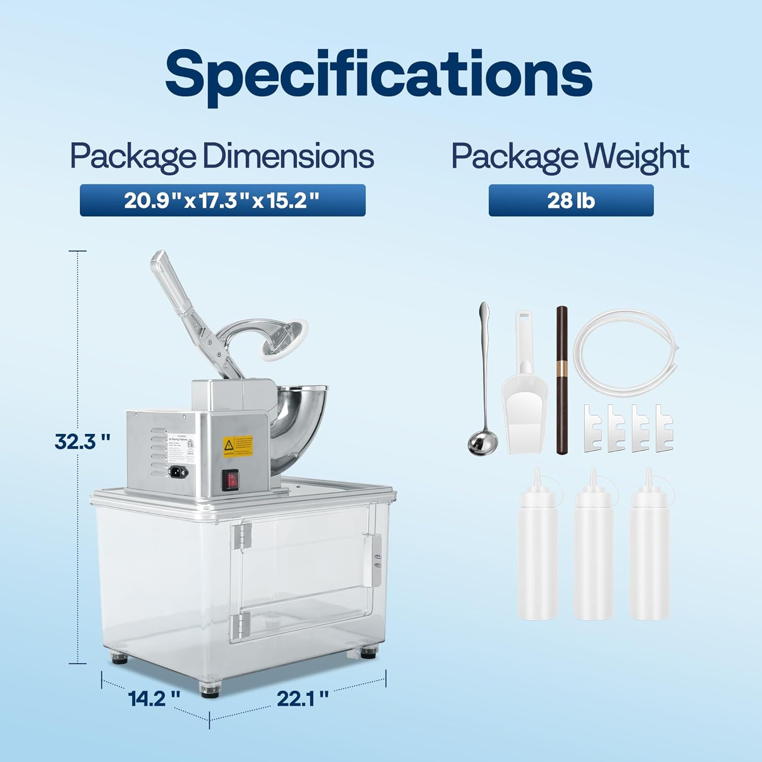 Electric Ice Crusher Shaver Machine, 350W, 660Lbs/Hr for Home & Commercial Use
