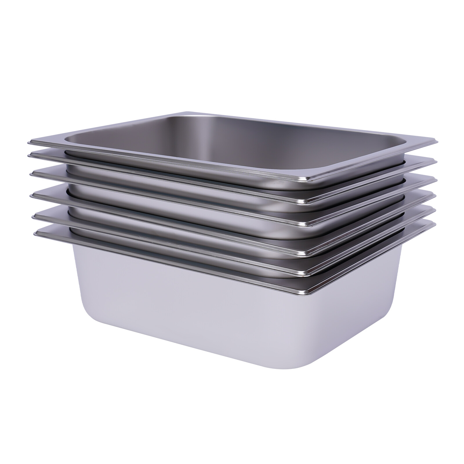6 Pack 4″ Deep 1/2 Size Stainless Steel Steam Table Pans Hotel Food Prep Pan NEW
