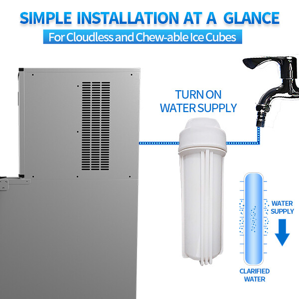 Lojok Commercial 110V 1200W Freestanding Ice Maker 550LBS/24H with 350LBS Bin