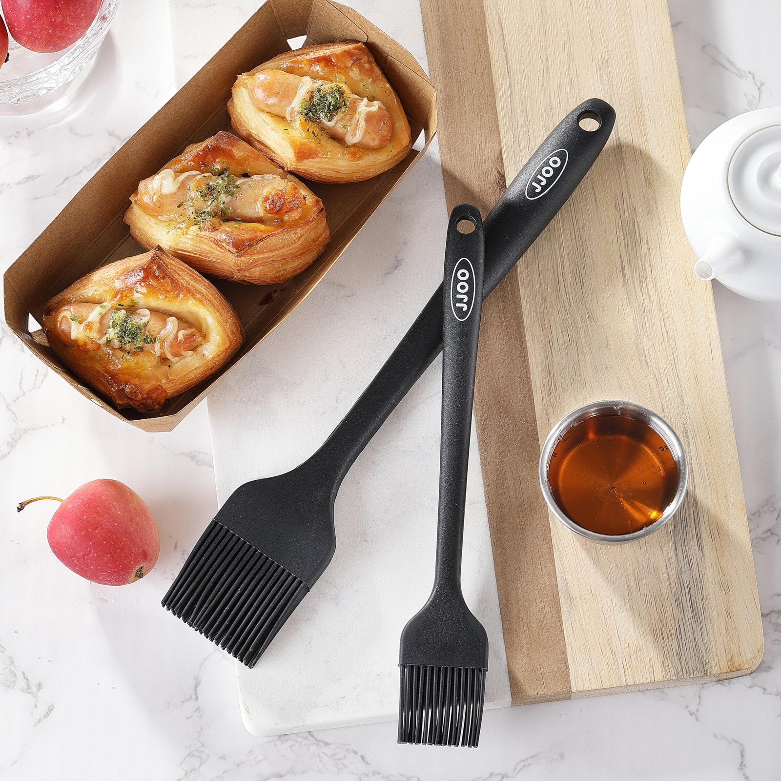 2PCS Silicone Basting Pastry Brush, JJOO Heat Resistant 10.23*1.57, Black
