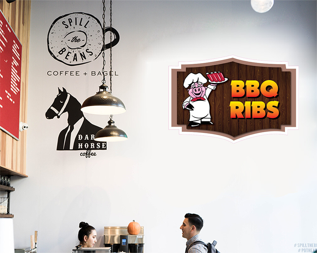 Food Truck Decals Bbq Ribs Restaurant & Food Concession Concession Sign Brown