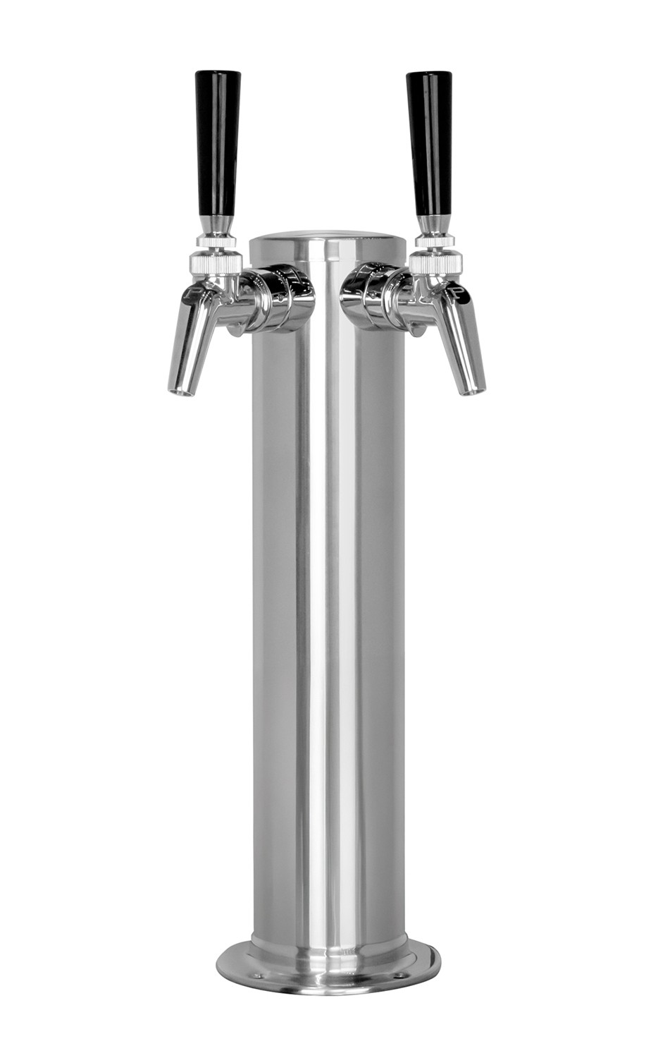 Kegco 14″ Tall Polished Stainless Steel Tower – Perlick Dual Faucet Taps Keg